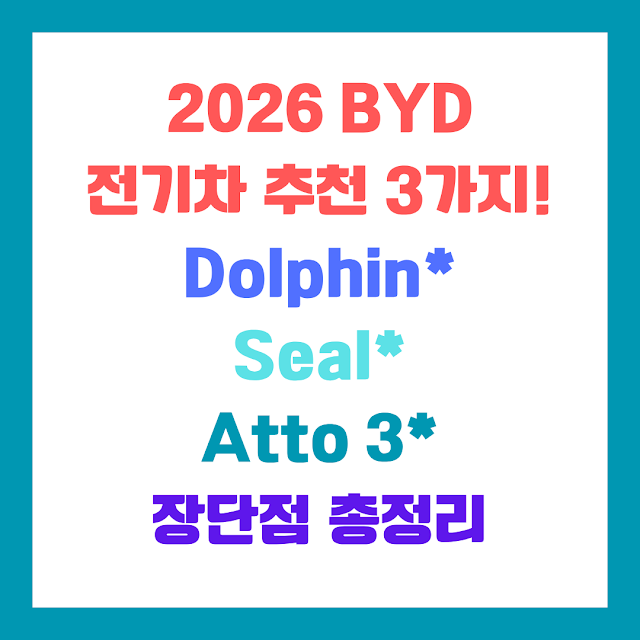 2026 BYD 전기차 추천 3가지! Dolphin·Seal·Atto 3 장단점 총정리 202620BYD20ECA084EAB8B0ECB0A820ECB694ECB29C203EAB080ECA78020DolphinC2B7SealC2B7Atto20320EC9EA5EB8BA8ECA09020ECB49DECA095EBA6AC