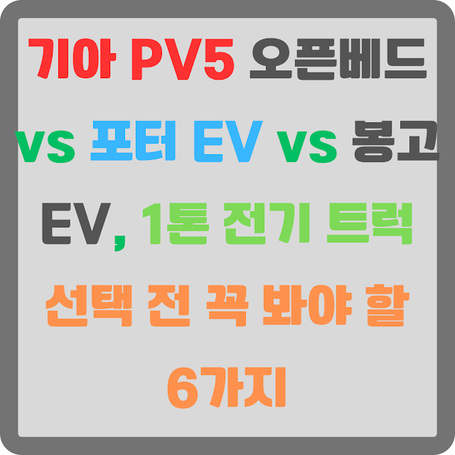 기아 PV5 오픈베드 vs 포터 EV vs 봉고 EV, 1톤 전기 트럭 선택 전 꼭 봐야 할 6가지 EAB8B0EC958420PV520EC98A4ED9488EBB2A0EB939C20vs20ED8FACED84B020EV20vs20EBB489EAB3A020EV