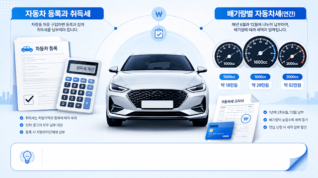 자동차 취득세와 자동차세 계산법 총정리|등록할 때부터 매년 내는 CC별 세금까지 image-c34ab134b76ee645f57014f0f219cc1f