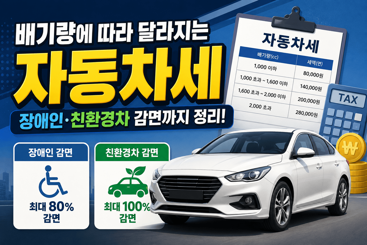 배기량에 따라 달라지는 자동차세, 장애인·친환경차 감면까지 정리해봤습니다